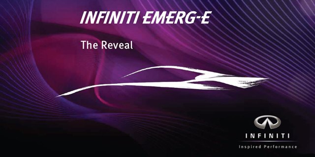 Infiniti Emerg-E įkraunamas hibridinis sportinis automobilis su vidutinio variklio išdėstymu.